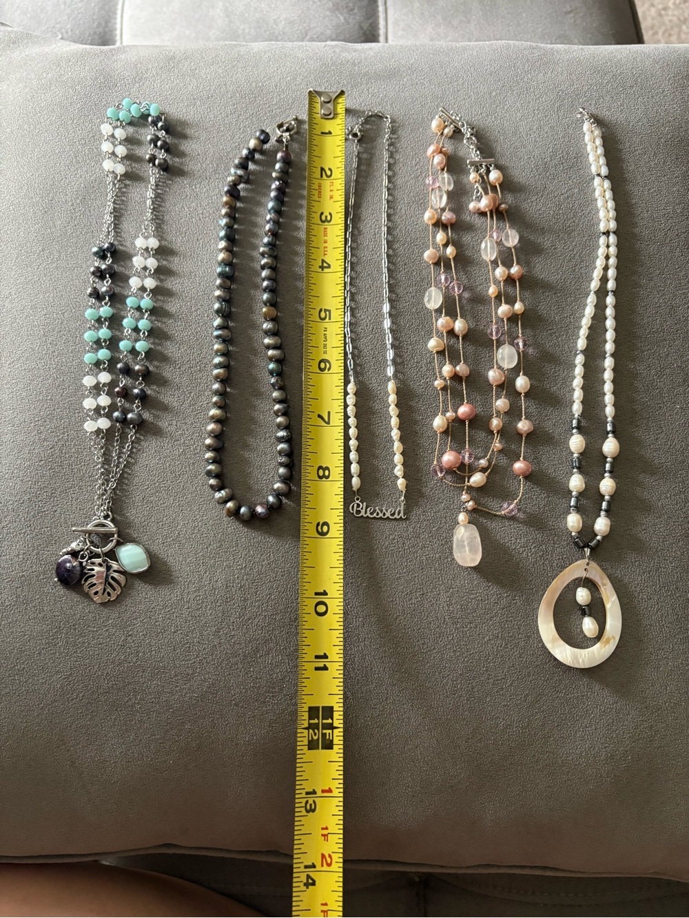 Lot Of 5 Genuine Pearl Necklaces Black Peacock White Pink Rose Quartz Hematite
